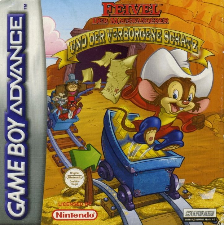 An American Tail Fievel's Gold Rush box art for GameBoy Advance